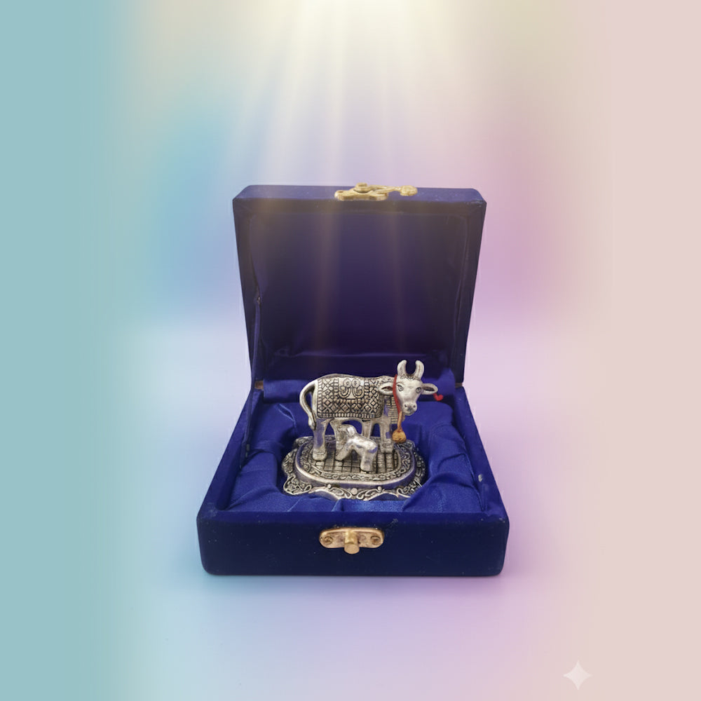Decorative Kamdhenu Cow & Calf Statue | Feng Shui, Vastu, Pooja & Tabletop Decor