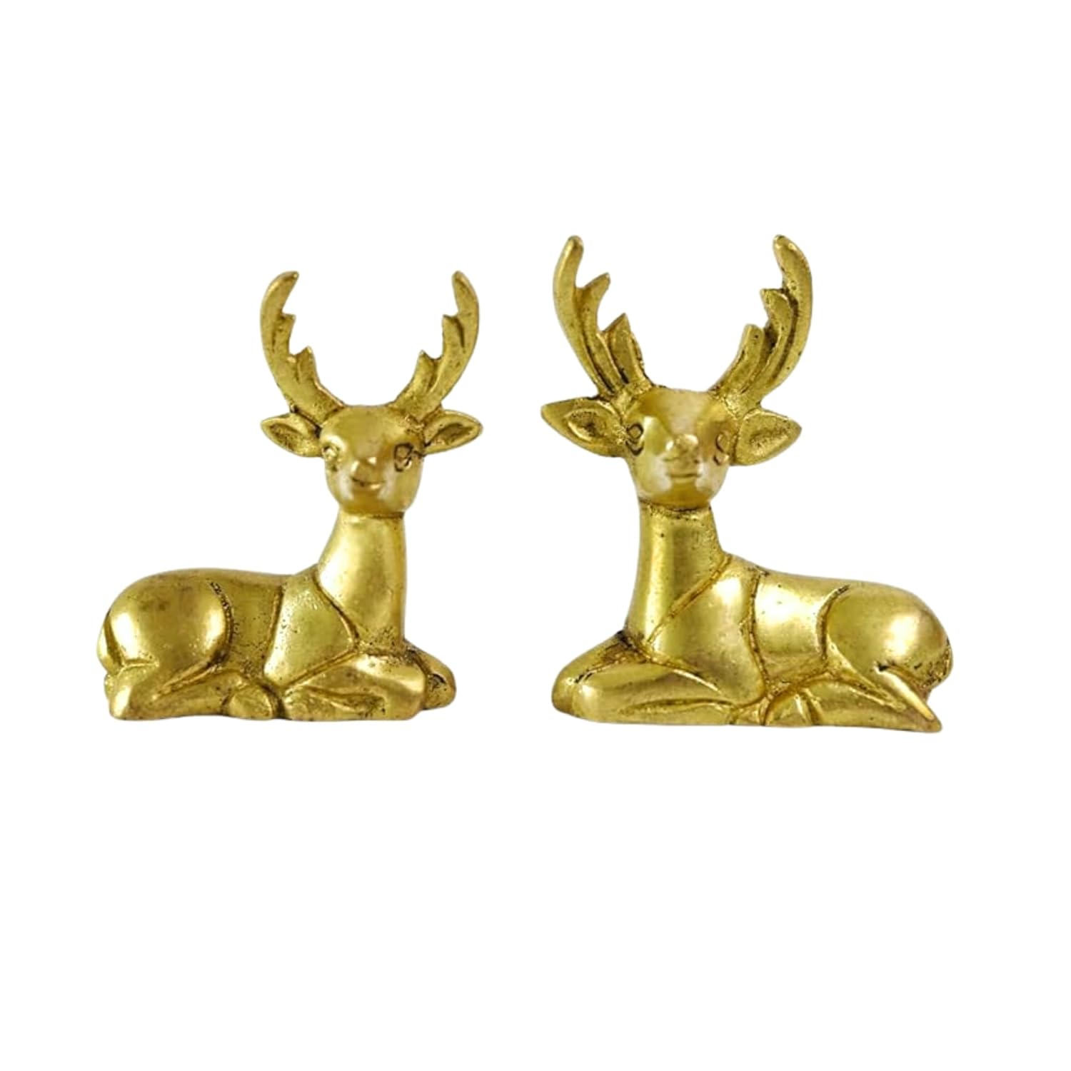Solid Brass Deer Figurines Set for Home Décor | Handcrafted Indian Art Showpiece | Wonderful for Shelf, Table, and Gifting
