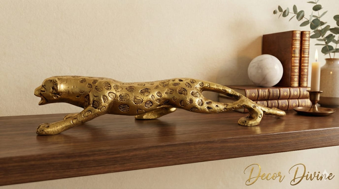 Majestic Brass Jaguar Figurine | Premium Handcrafted Wild Cat Décor for Home & Office