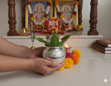 Premium German Silver Kalash in Velvet Box for Pooja & Gifting