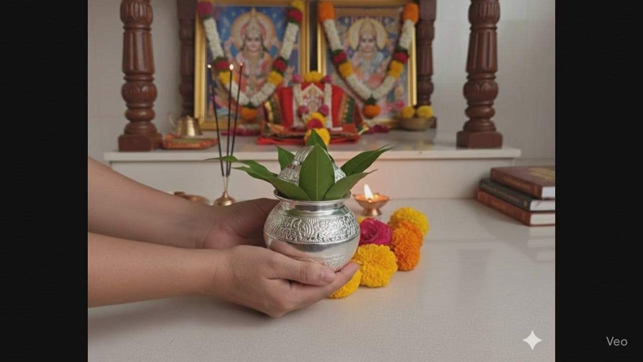 Premium German Silver Kalash in Velvet Box for Pooja & Gifting